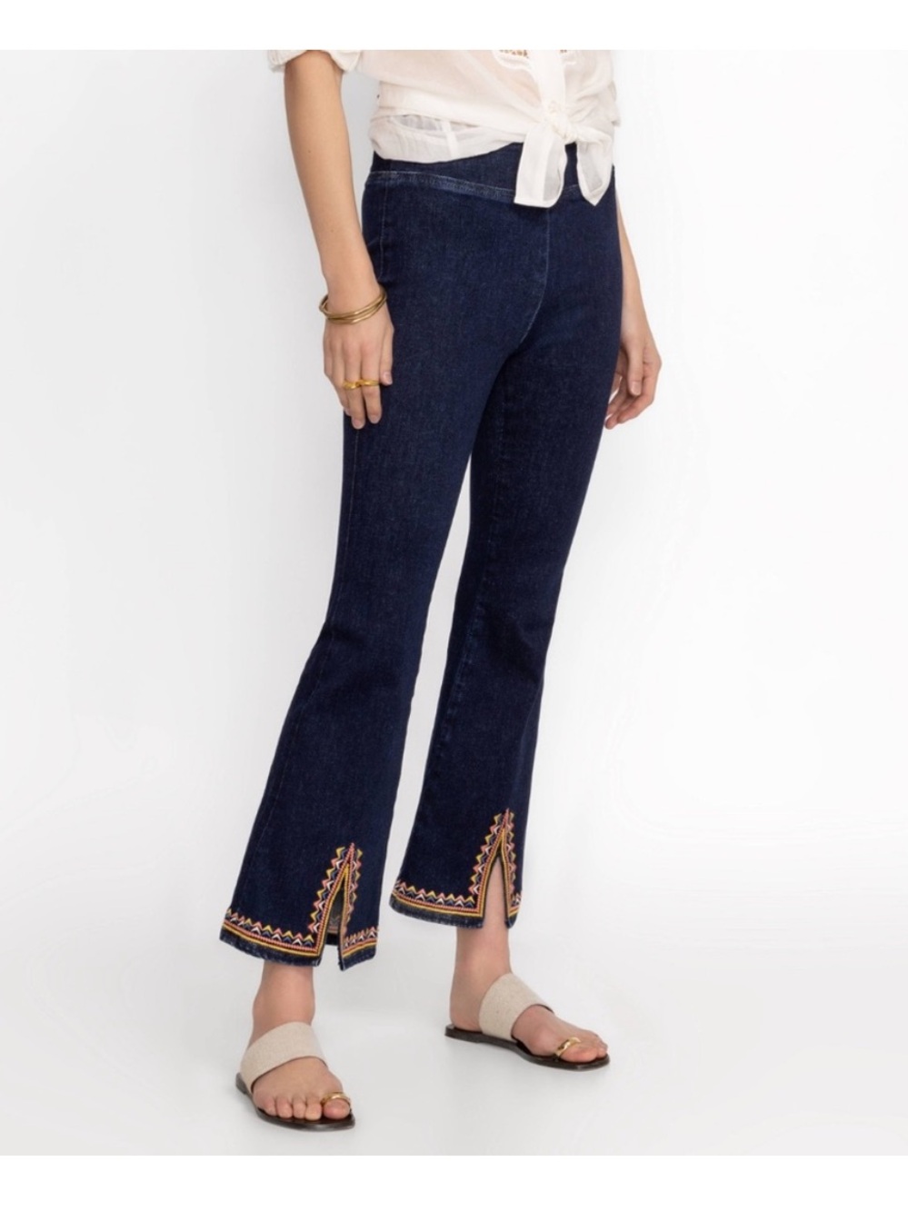 Johnny Was Katie Pull On Kick Flare Jean Dark Wash Size Small NWT